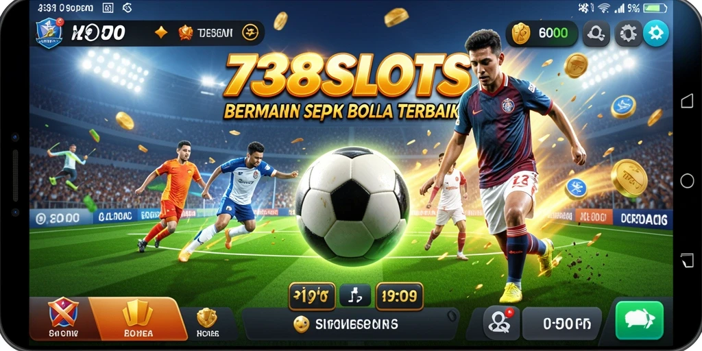 Tampilan menarik dari gameplay <strong>738SLOTS</strong> dengan tema sepak bola.