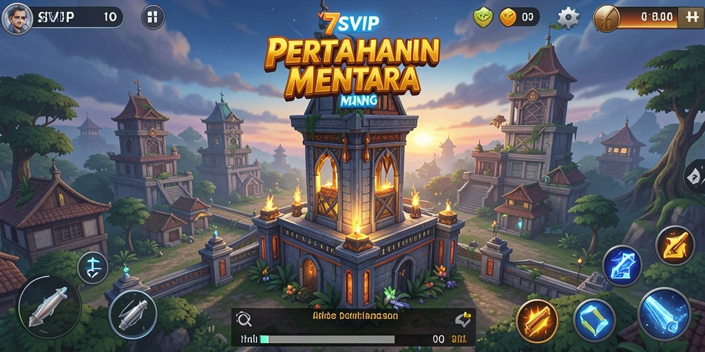 Tampilan gameplay seru dari 7SVIP dengan strategi menara yang menarik.