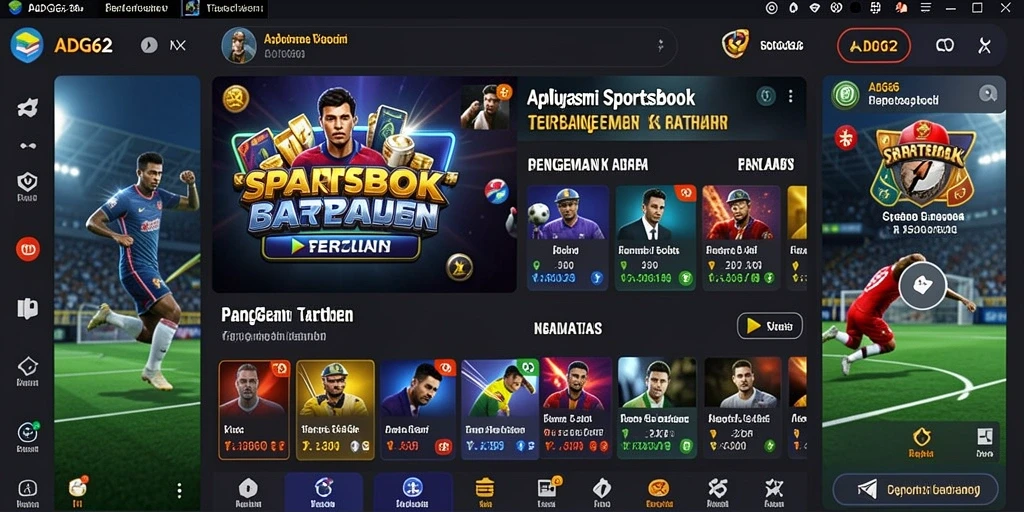 Tampilan utama ADG62 dengan berbagai pilihan taruhan olahraga.
