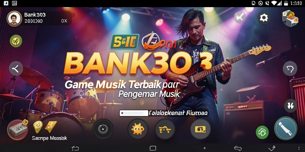 Tangkapan layar utama BANK303 menampilkan gameplay musik yang dinamis dan menarik.