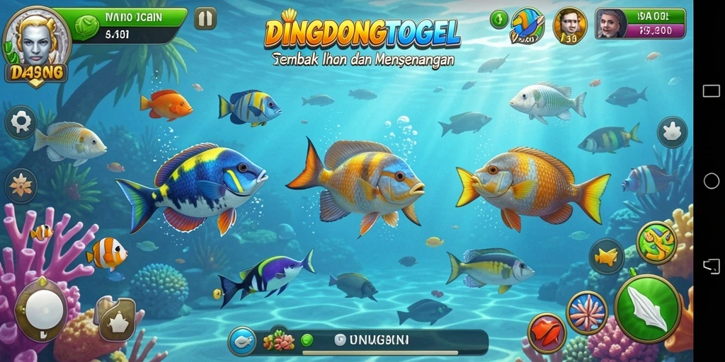 Screenshot gameplay DINGDONGTOGEL menampilkan serunya tembak ikan.