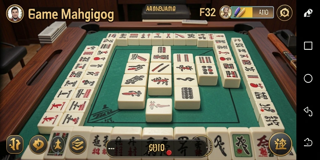 Tampilan gameplay F32 yang seru dalam permainan Mahjong.