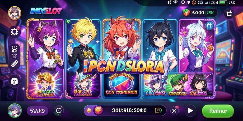 Screenshot gameplay INDSLOT dengan karakter Anime yang menarik.