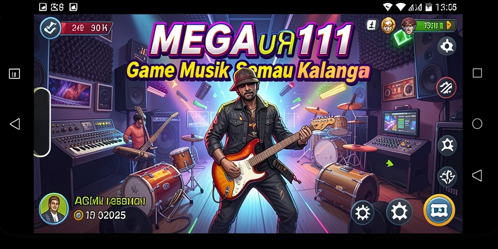 Tampilan gameplay dari MEGA111 yang penuh warna dan dinamis.