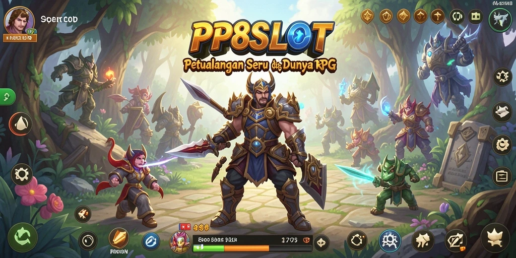 Tangkapan layar utama PP8SLOT menampilkan karakter yang sedang bertarung di medan perang RPG.